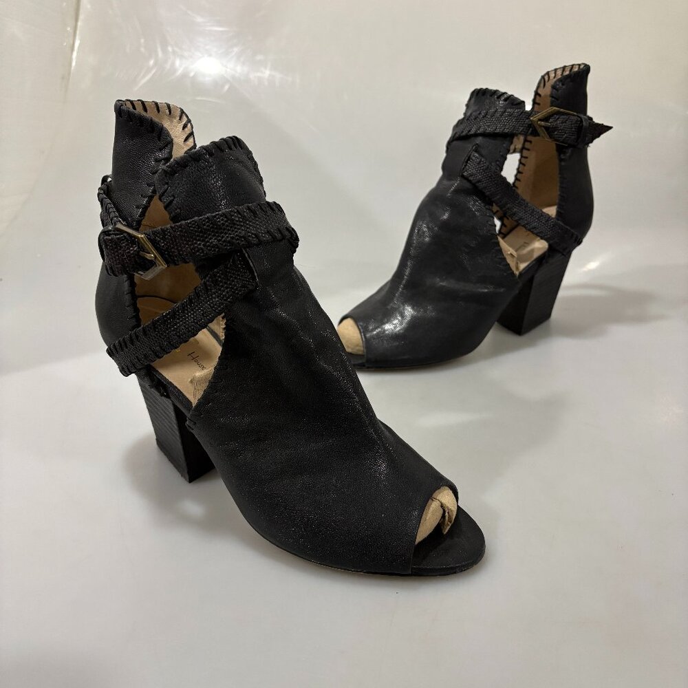House of Harlow 1960 39.5EU 9.5 Minnie Whipstitch Cutout Black Leather Bootie